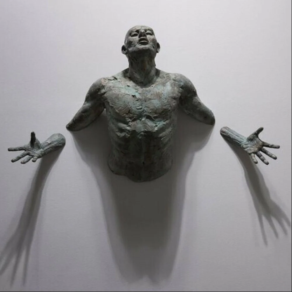 3D Man Through Wall Sculpture - Image 2