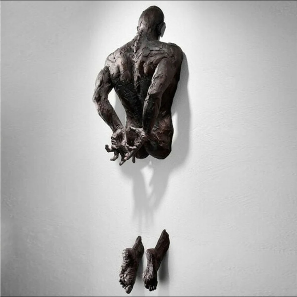 3D Man Through Wall Sculpture - Image 3