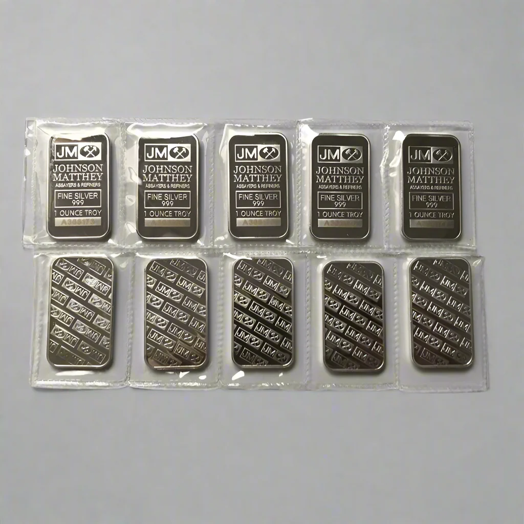 JM Silver Bar – 1 oz (5-Pack, Vacuum Sealed) - Image 3