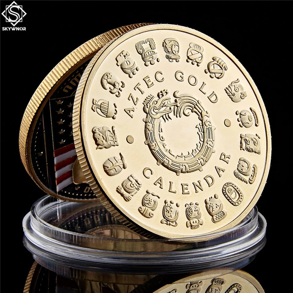 Mexico Mayan Aztec Calendar Gold Coin - Image 4