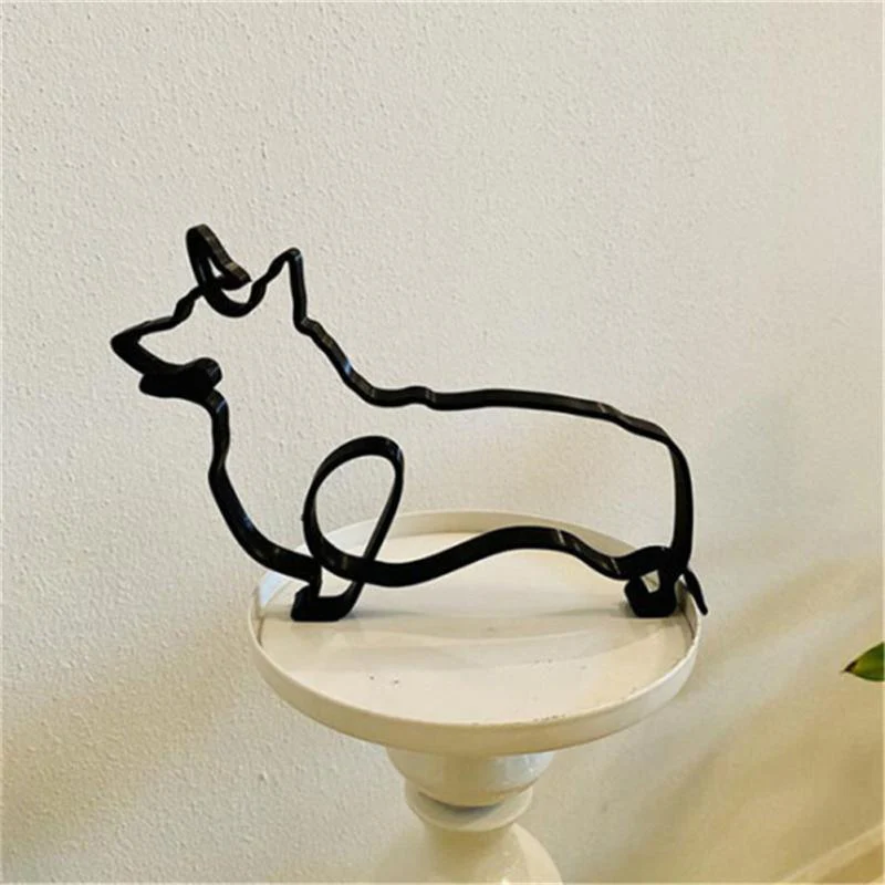 Minimalist Metal Dog and Cat Sculpture - Image 2