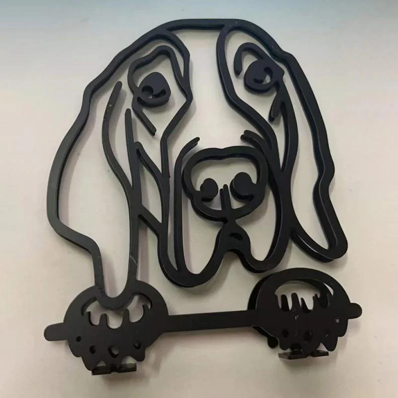 Minimalist Metal Dog and Cat Sculpture - Image 4