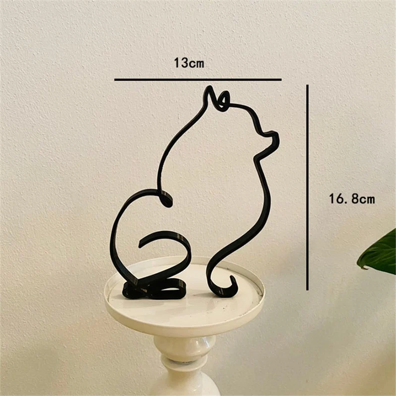 Minimalist Metal Dog and Cat Sculpture - Image 5