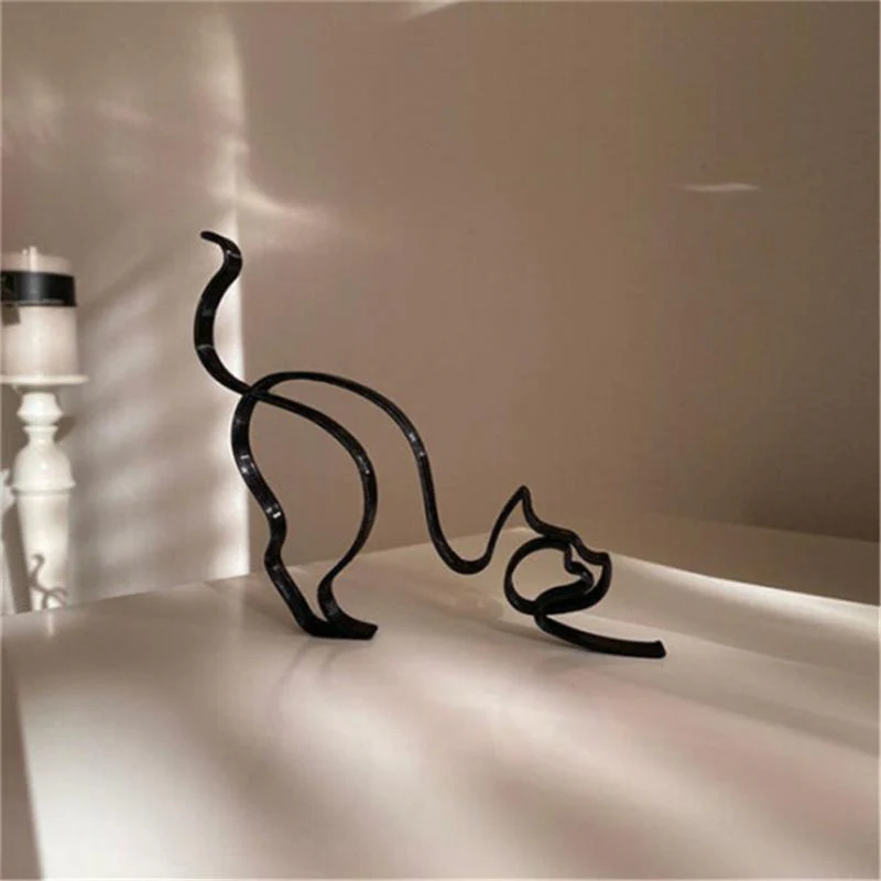 Minimalist Metal Dog and Cat Sculpture - Image 6